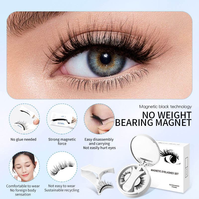 Magnetic False Eyelashes Set with Applicator & Storage Box – Glue-Free, Reusable & Natural Look