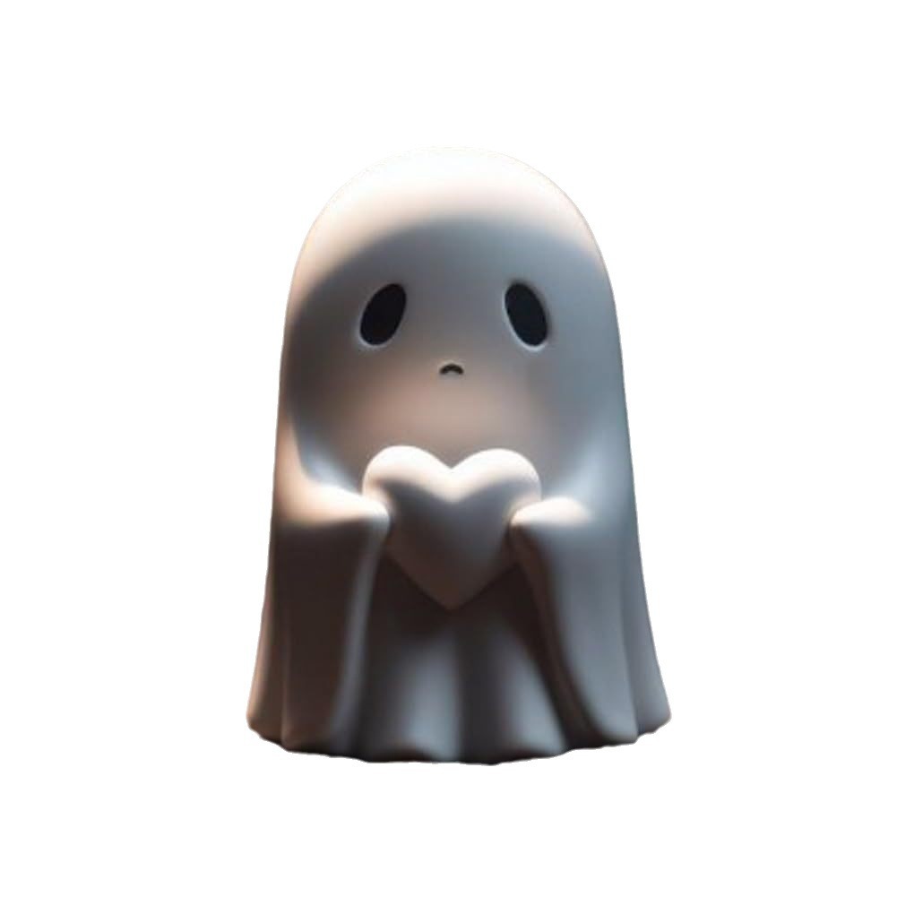 Funny Halloween Ghost Statue – Quirky Middle Finger Ghost Figurine | Resin Decor for Home & Office