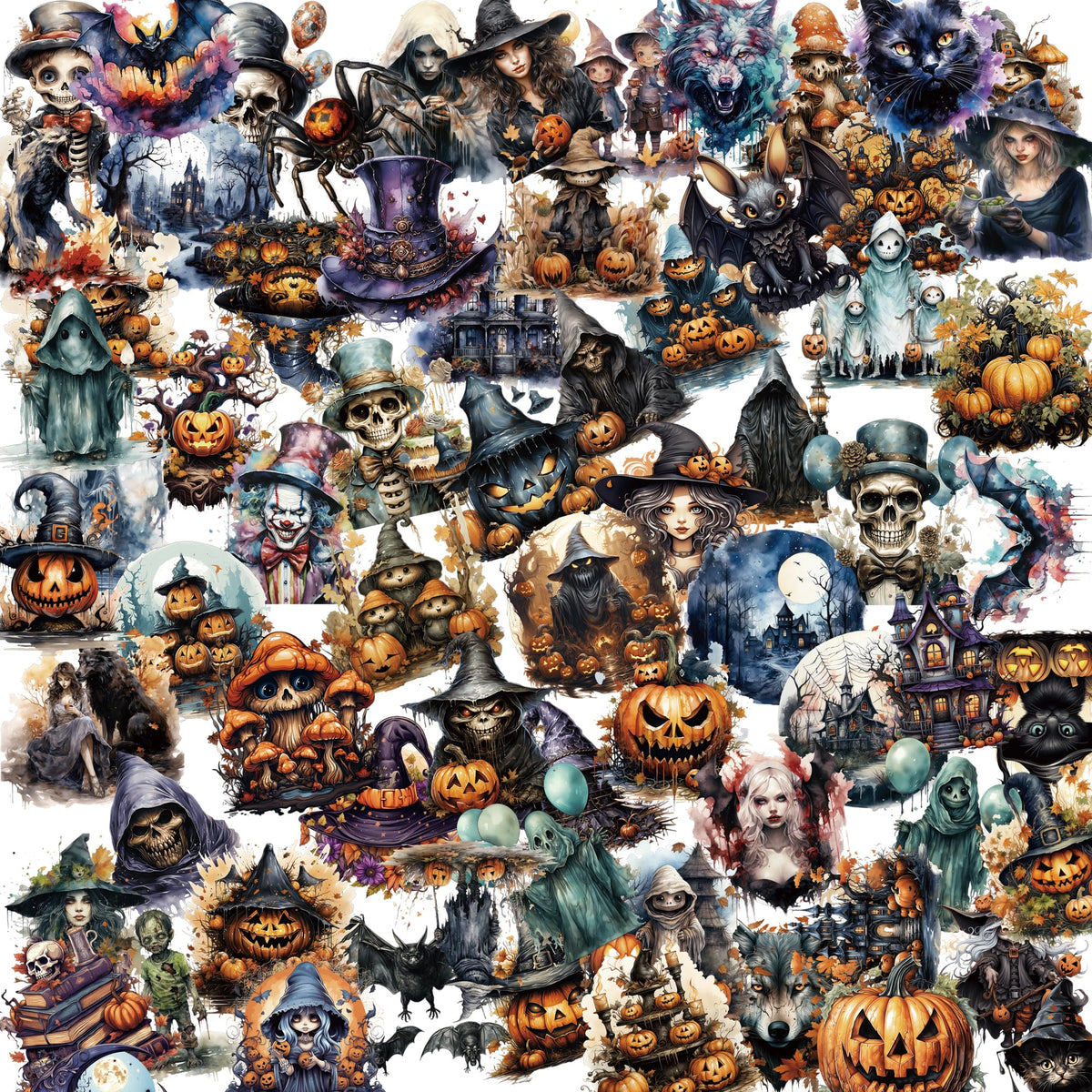 Spooky Pumpkin Vinyl Sticker Set - 110PCS
