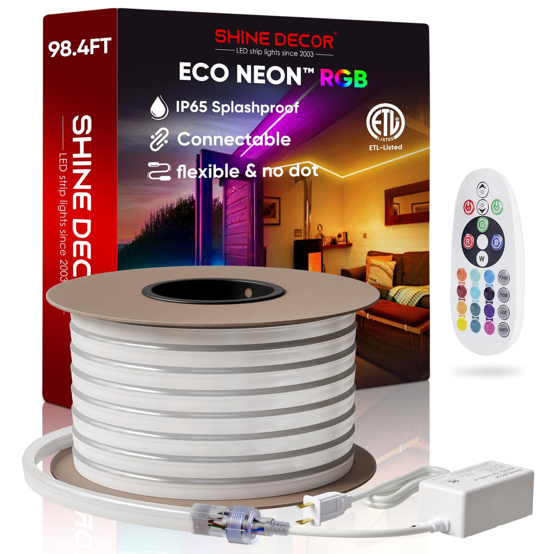 LED RGB Neon Flex Lights 98.4FT – Color Changing Strip Lights for Indoor &amp; Outdoor