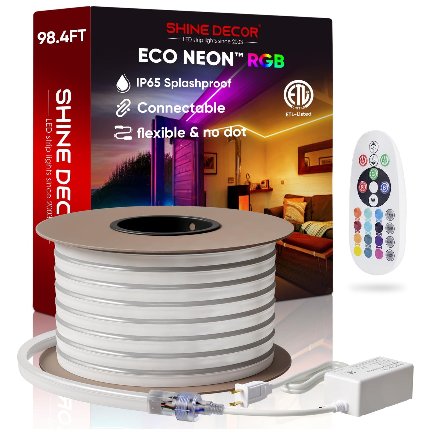 LED RGB Neon Flex Lights 98.4FT – Color Changing Strip Lights for Indoor &amp; Outdoor