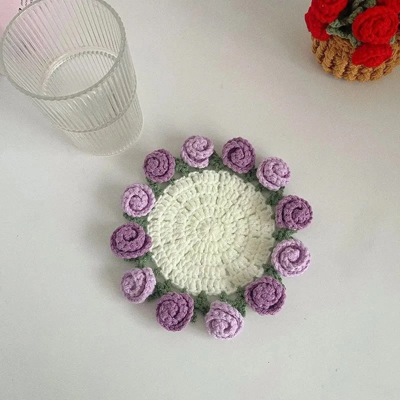 Crochet DIY Kit: Create Stunning Rose Coasters Today!