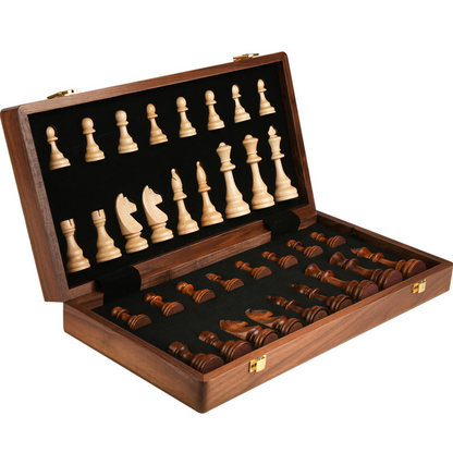 Large Wooden Folding Chess Set for Kids – Educational Board Game with Child-Safe Pieces