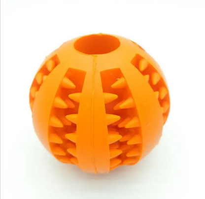 Interactive Slow Feeder Dog Ball – Non-Toxic Rubber Treat Dispensing Toy for Dental Health &amp; Mental Stimulation