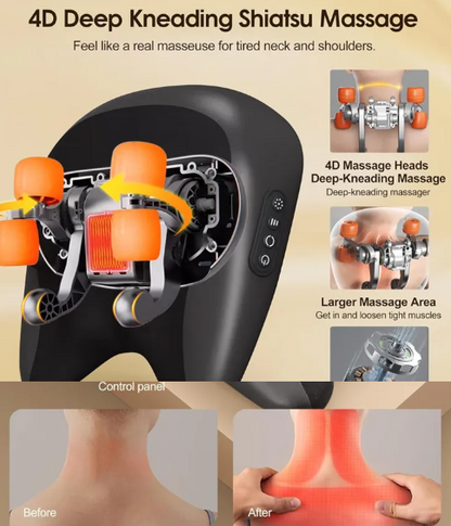 Shiatsu Neck &amp; Shoulder Massage Pillow – Deep Kneading with Heat Therapy | Home, Office &amp; Car Use