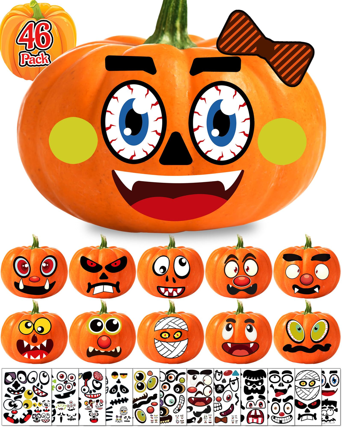 Crafty Pumpkin Face Stickers for Kids