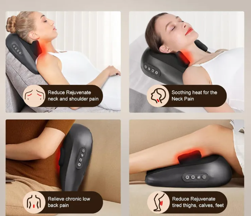 Shiatsu Neck &amp; Shoulder Massage Pillow – Deep Kneading with Heat Therapy | Home, Office &amp; Car Use