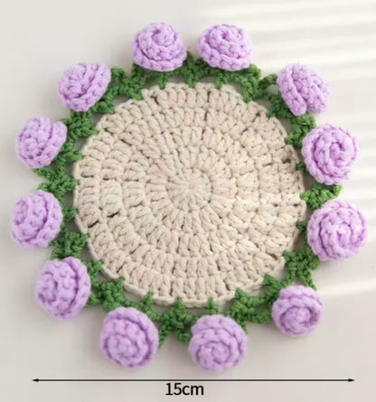 Crochet DIY Kit: Create Stunning Rose Coasters Today!
