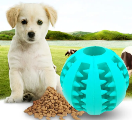 Interactive Slow Feeder Dog Ball – Non-Toxic Rubber Treat Dispensing Toy for Dental Health &amp; Mental Stimulation