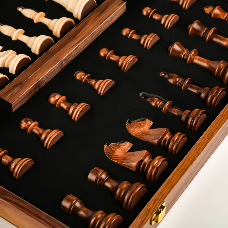 Large Wooden Folding Chess Set for Kids – Educational Board Game with Child-Safe Pieces