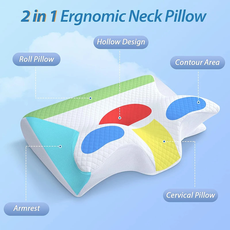Memory Foam Cervical Neck Pillow – Ergonomic Contour Design for Neck Pain Relief &amp; Better Sleep
