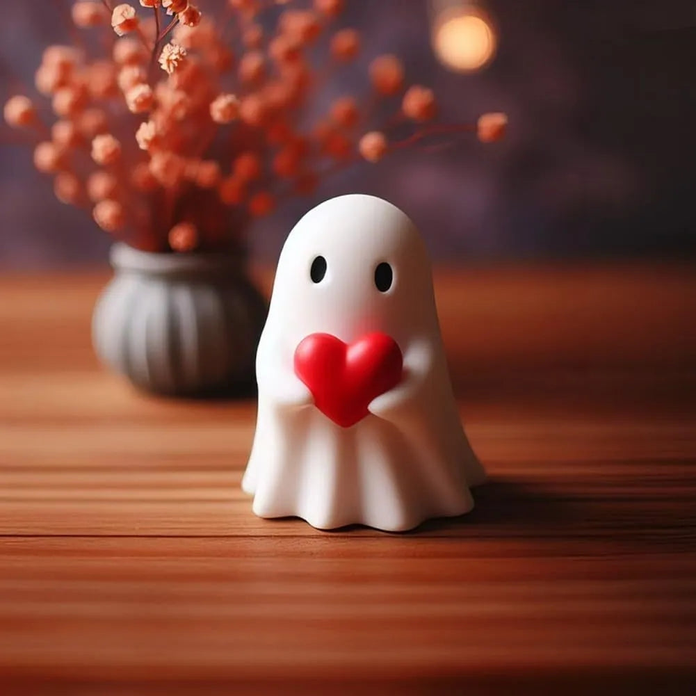 Funny Halloween Ghost Statue – Quirky Middle Finger Ghost Figurine | Resin Decor for Home &amp; Office