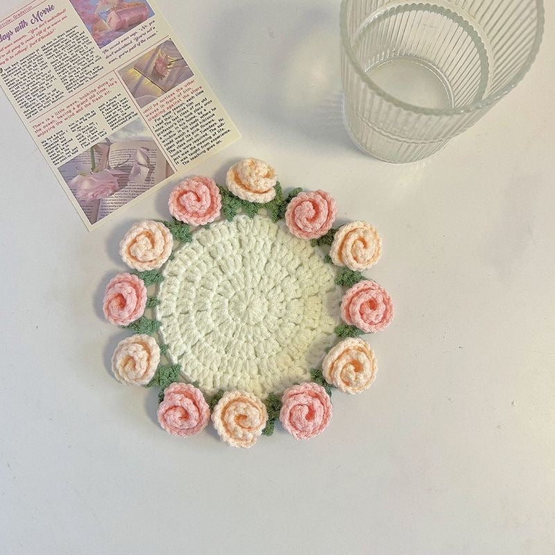 Crochet DIY Kit: Create Stunning Rose Coasters Today!