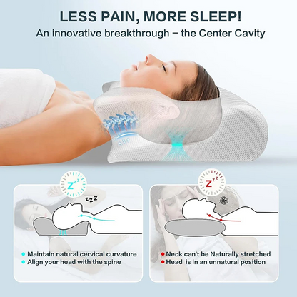 Memory Foam Cervical Neck Pillow – Ergonomic Contour Design for Neck Pain Relief &amp; Better Sleep