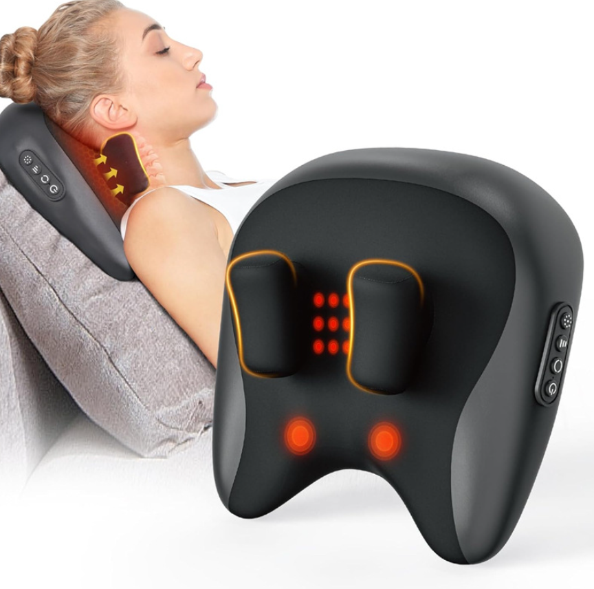 Shiatsu Neck &amp; Shoulder Massage Pillow – Deep Kneading with Heat Therapy | Home, Office &amp; Car Use