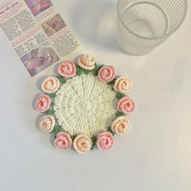 Crochet DIY Kit: Create Stunning Rose Coasters Today!