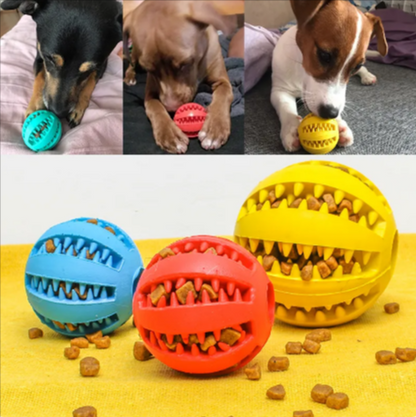 Interactive Slow Feeder Dog Ball – Non-Toxic Rubber Treat Dispensing Toy for Dental Health &amp; Mental Stimulation